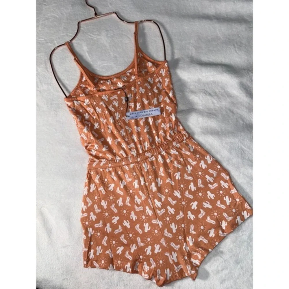 COSABELLA ‎ Sweet Dreams orange  Girls Pajama Romper Set Size S New
